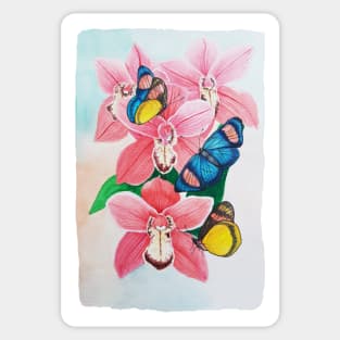 Watercolor Botanical Painted Beauty Butterfly Sticker